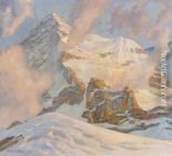 Winternachmittag Auf Der Kleinen Scheidegg Oil Painting - Hans Beat Wieland