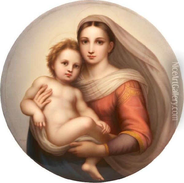 Sistine Madonna Oil Painting - Raphael (Raffaello Sanzio of Urbino)