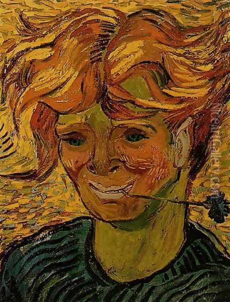 Young Man with a Corflower Oil Painting - Vincent Van Gogh