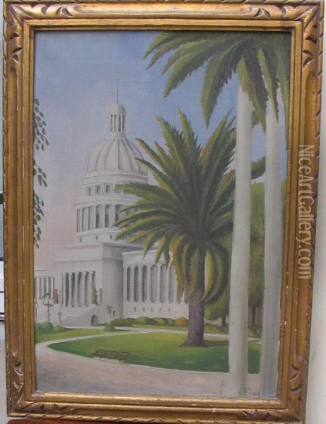 Le Capitole De Cuba Oil Painting - J.V Govea