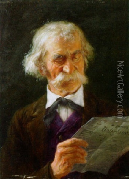 Alter Mann Bei Der Zeitungslekture Oil Painting - Eugen Lingenfelder