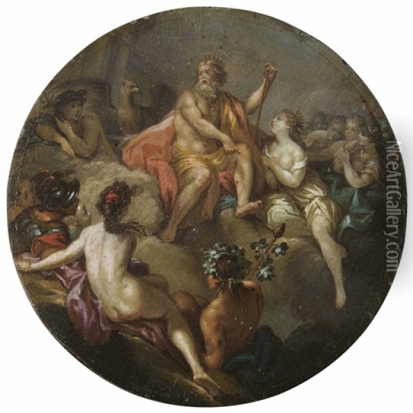 An Assembly Of The Gods Oil Painting - Francois van Loo