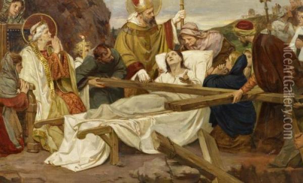 The Death Of Saint Helen Oil Painting - Eduard Von Gebhardt