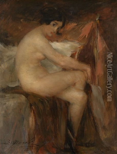 Seated Nude Oil Painting - Vitaly Gavrilovich Tikhov