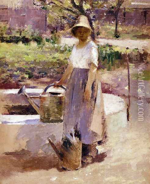 At The Fountain2 Oil Painting - Theodore Robinson