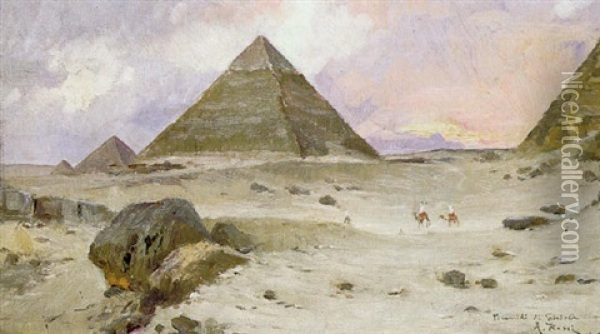 Piramidi Di Ghiseh Oil Painting - Alberto Rossi
