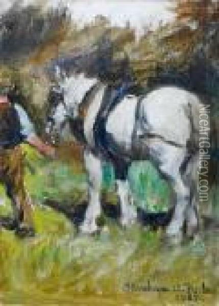 Mr Spargo And Jack The Horse Oil Painting - Stanhope Alexander Forbes