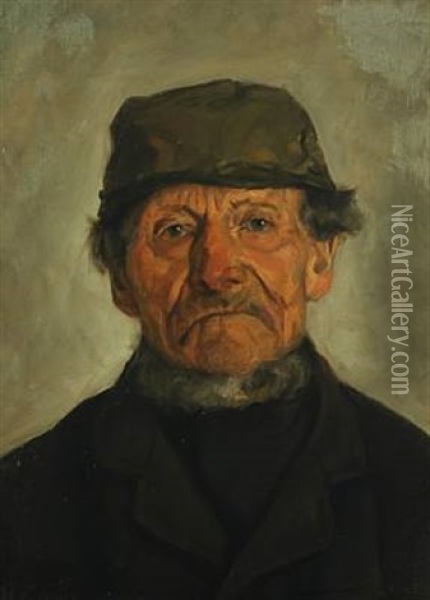 Elderly Man In A Coat And Hat Oil Painting - Laurits Andersen Ring