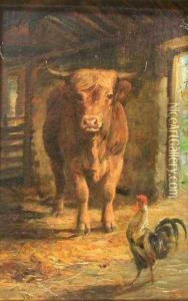 In The Barn Oil Painting - Joseph Denovan Adam