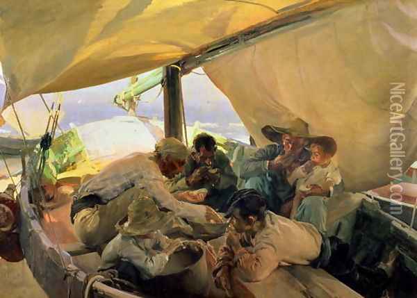 Lunch on the Boat, 1898 Oil Painting - Joaquin Sorolla Y Bastida