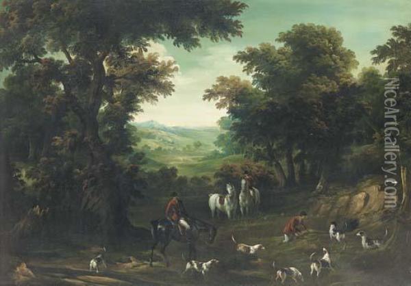 A Hunting Party At A Covert Oil Painting - John Wootton