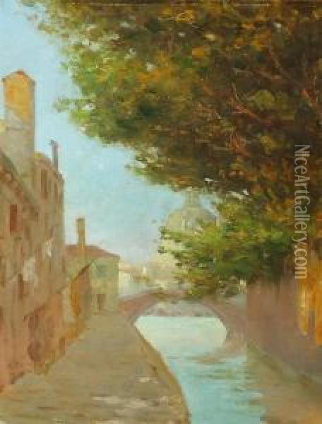 Canal A Venise Oil Painting - Jean-Baptiste Valentinelli