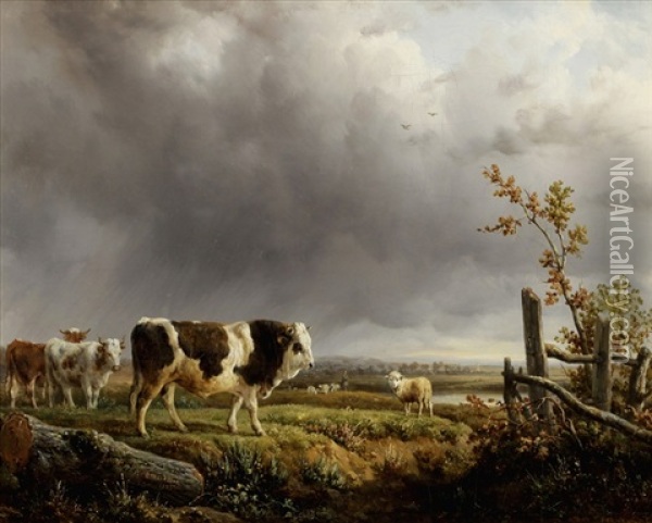 Vaches Au Paturage Oil Painting - Jacques Raymond Brascassat