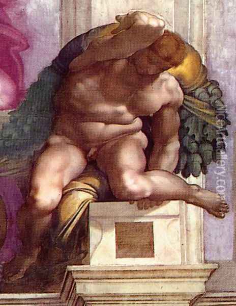 Ignudo -5 1511 Oil Painting - Michelangelo Buonarroti
