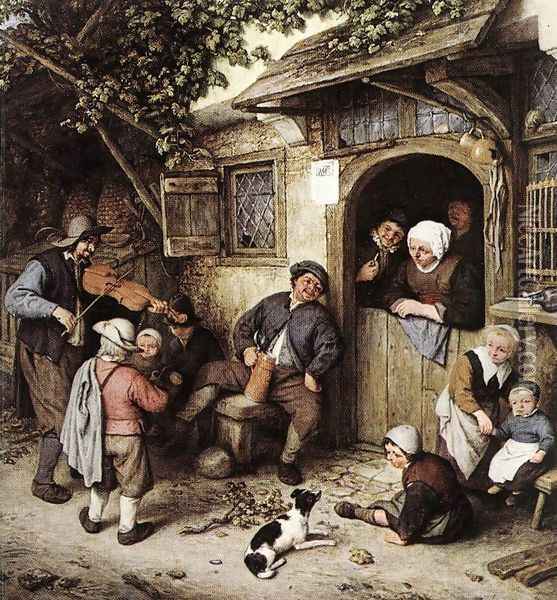 The Violinist 1672 Oil Painting - Adriaen Jansz. Van Ostade