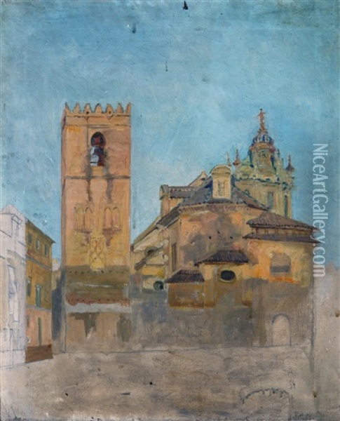 Iglesia De Santa Catalina Oil Painting - Nicolas (Jimenez Caballero Navarro) Alperiz