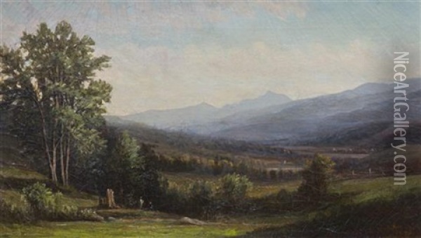 View Of The Artist Painting Hudson River Valleys Oil Painting - C.B. Russ