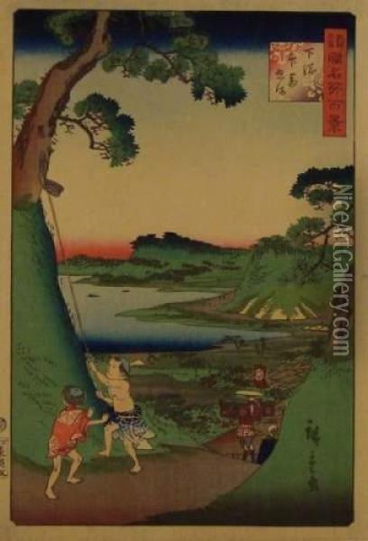 Shimosa, De La Serie Oil Painting - Utamaro Ii Kitagawa