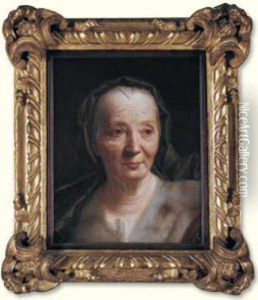 A Portrait Of A Elderly Lady Oil Painting - Christian Seybold