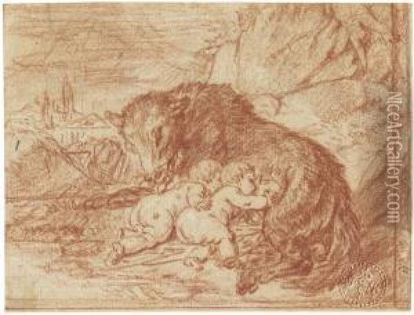 Romulus Und Remus Oil Painting - Christian Bernhard Rode