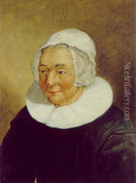 Bildnis Einer Frau Mit Weiser Haube Oil Painting - Frans Hals
