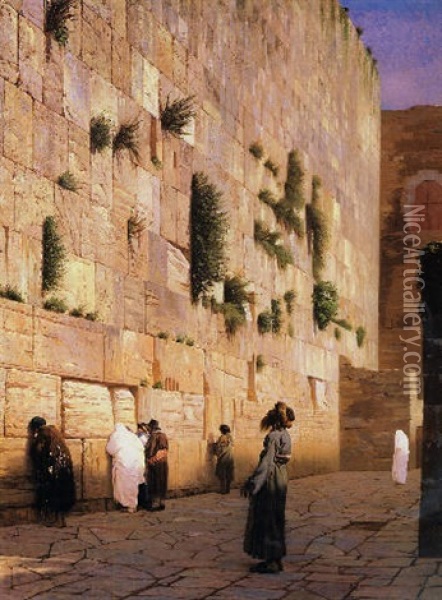 Solomon's Wall Jerusalem (the Wailing Wall) Oil Painting - Jean-Leon Gerome