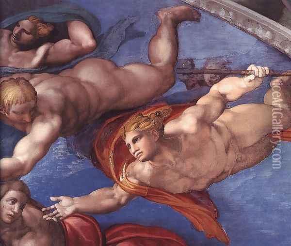 Last Judgment (detail-19) 1537-41 Oil Painting - Michelangelo Buonarroti