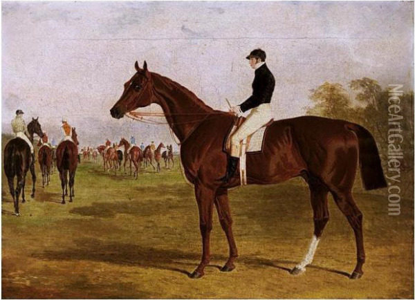 Mundig, A Chestnut Colt With William Scott Up, At The Start For The 1835 Derby Oil Painting - John Frederick Herring Snr