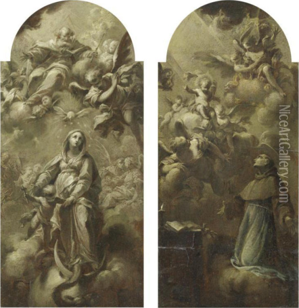 Immacolata Concezione;estasi Di Sant'antonio Oil Painting - Francesco Monti