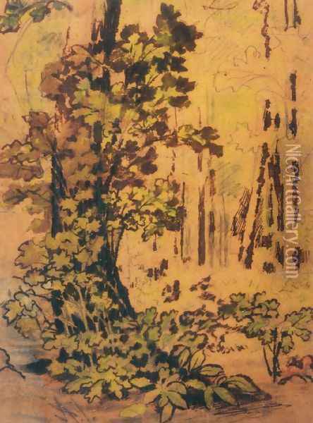 Tree in Forest Oil Painting - Ralph Albert Blakelock
