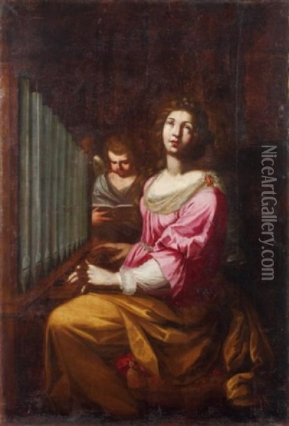 Sainte Cecile Oil Painting - Artemisia Gentileschi