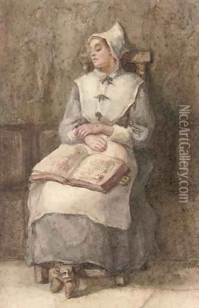 A Breton girl sleeping Oil Painting - Edward Calvert
