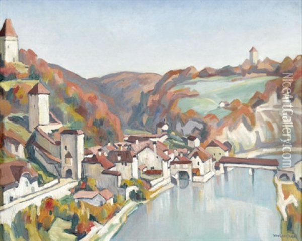 Vue De Fribourg Avec Le Pont St-jean Oil Painting - Louis Joseph Vonlanthen