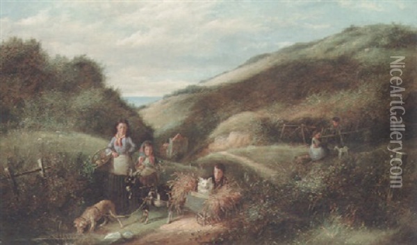 The Makeshift Cart Oil Painting - Charles Hunt the Younger
