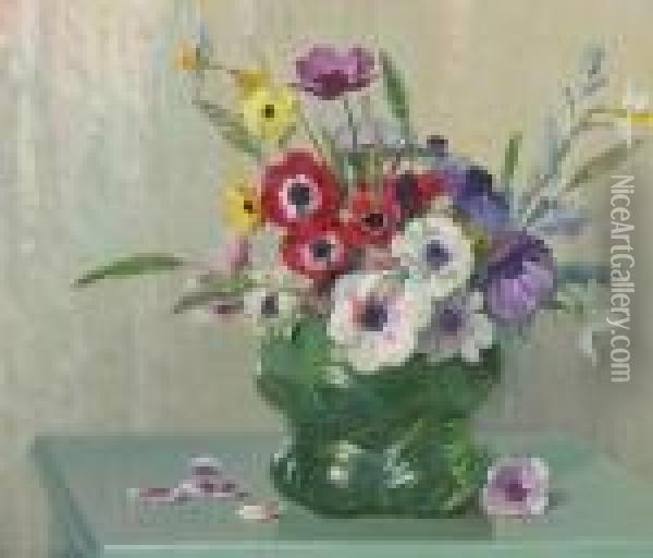 Anemones And Daffodils Oil Painting - Maurice Braun