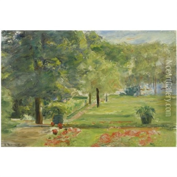 Blumenterrasse Im Wannseegarten Nach Osten (flower Terrace, Wannsee Garden To The East) Oil Painting - Max Liebermann