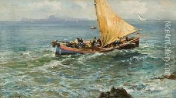 Barca Di Pescatori Con Capri Sullo Sfondo Oil Painting - Bernard Hay