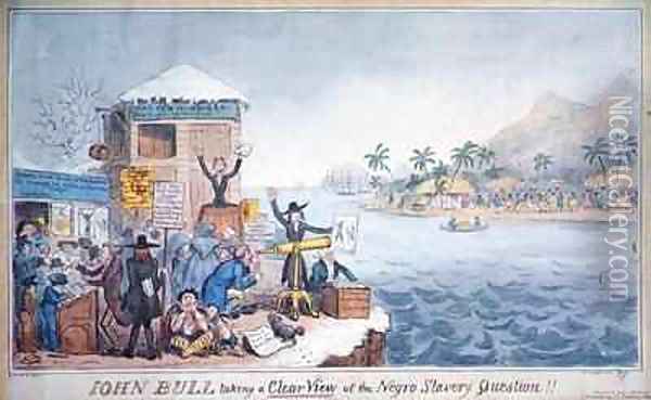John Bull Taking a Clear View of the Negro Slavery Question Oil Painting - George Cruikshank I