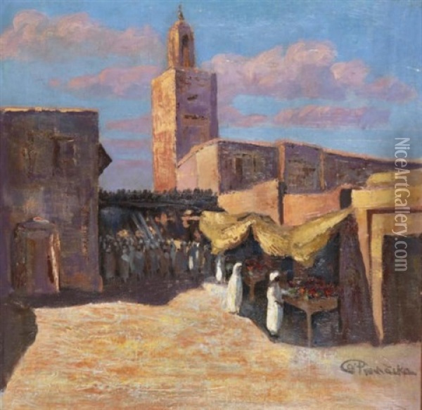 Marche Aux Abords D'une Mosquee Oil Painting - Antonin Prochazka