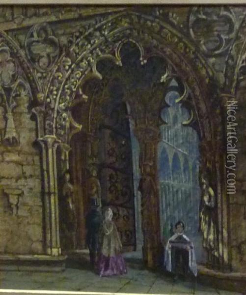 Cathedral Entrance Oil Painting - Paul Marny