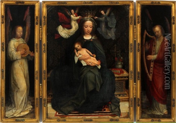 Coronation Of The Virgin Oil Painting - Adriaen Isenbrant