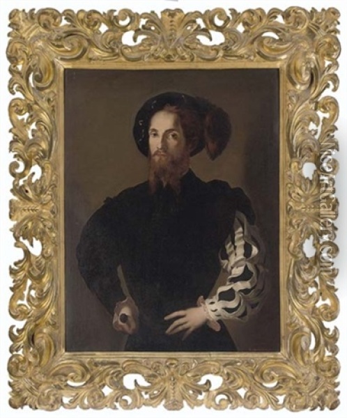 Portrait Of A Gentleman In A Doublet, A Sword In His Right Hand Oil Painting -  Parmigianino