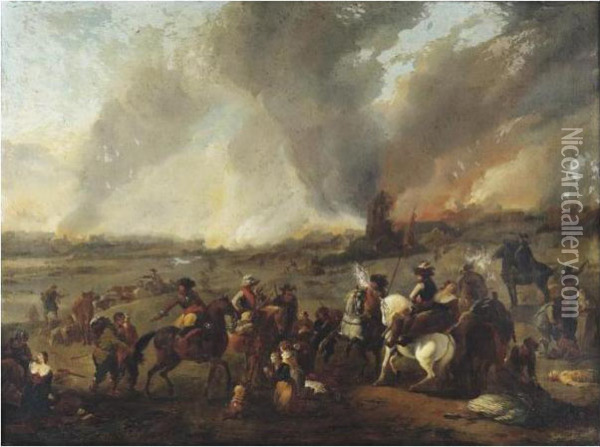 Assaut De La Cavalerie Oil Painting - Jan von Huchtenburgh