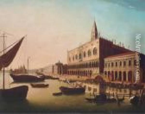 The Bacino Di San Marco, Venice, Looking West With The Doge'spalace And The Piazetta Oil Painting - Luca Carlevarijs