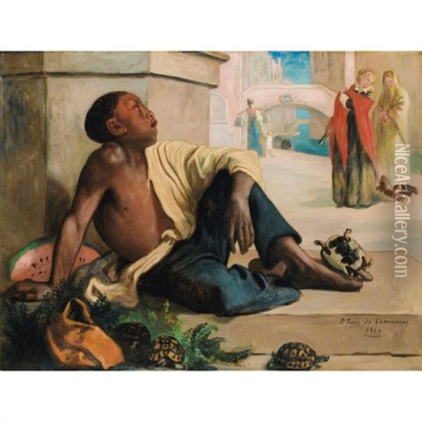 Le Marchand De Tortues, A Venise Oil Painting - Pierre Puvis de Chavannes