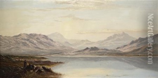 Llyn Ceiriondyd, North Wales Oil Painting - Charles Leslie
