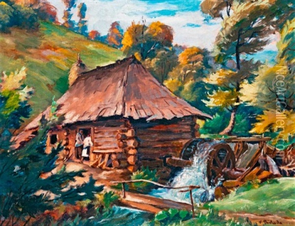 Vizimalom A Karpatokban Oil Painting - Vaclav Prihoda
