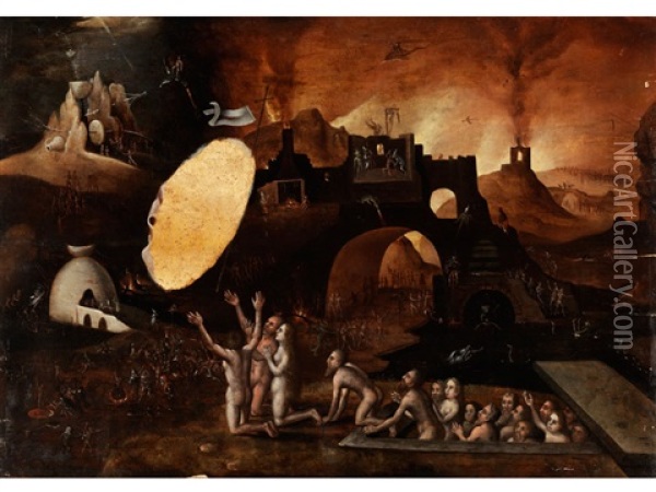Auferstehung Aus Der Vorholle (in The Manner Of Hieronymus Bosch) Oil Painting - Pieter Huys