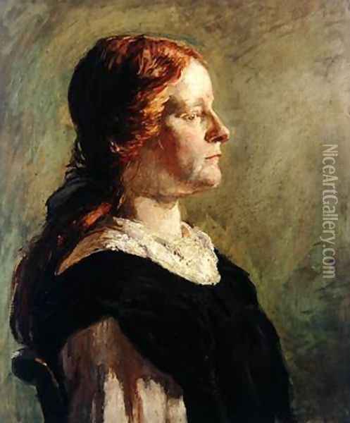 Portrait of a Girl with Red Hair 1908 Oil Painting - Donald Graeme MacLaren