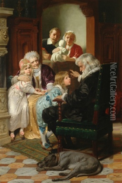 Grandparents' Visit Oil Painting - Eugen Johann Georg Klimsch